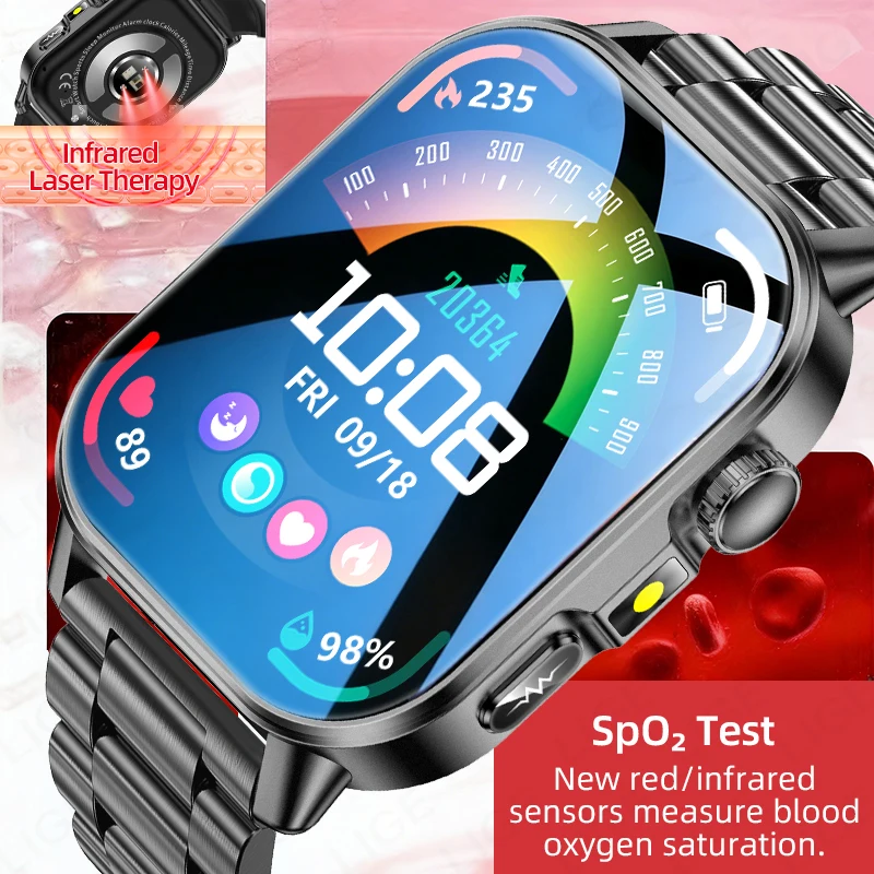 

LIGE 2026 New ECG Health Smart Watch For Men Blood Uric Acid Lipid Heart Rate LED Flashlight Waterproof Smartwatch Women Clock