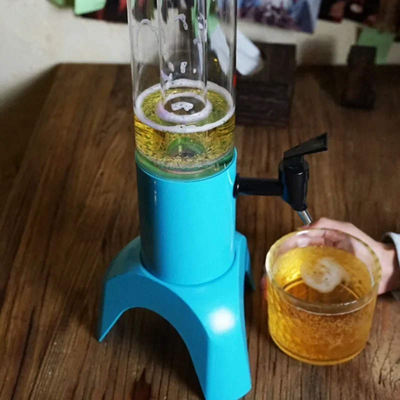 1.5L Luminous Beer Tower Drink Dispenser Beer Barrel Mimosa Tower with Light Wine Cannon Set for Parties Bars Pubs Restaurants 4