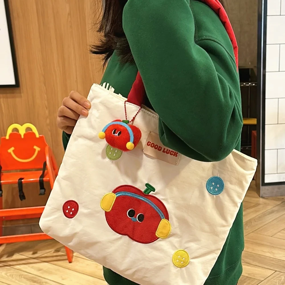 Damska torba na ramię o dużej pojemności, uniwersalna torba do pracy, urocza torba biurowa, miękka torba na zamek błyskawiczny, haftowana torba typu tote.