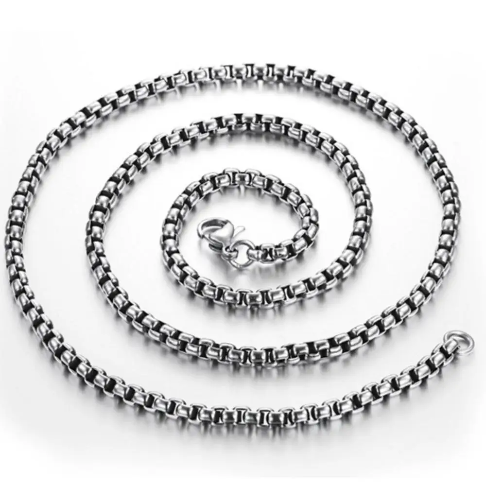 REGELIN 50/55/60/65/70cm Length 316L Stainless Steel Chain Box chain Square Pearl chain Lobster Clasps Simple Chains Necklace