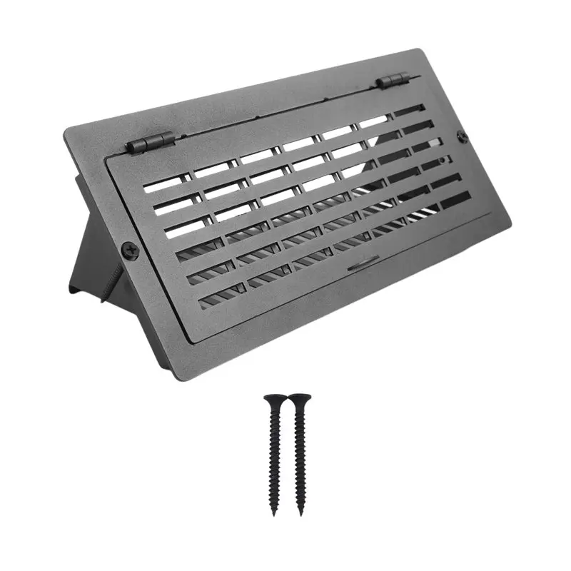 2-In-1 Vent Deflector Floor Vent Cover Adjustable 4X10 Register Carbon Steel Energy-Saving Airflow Control Black