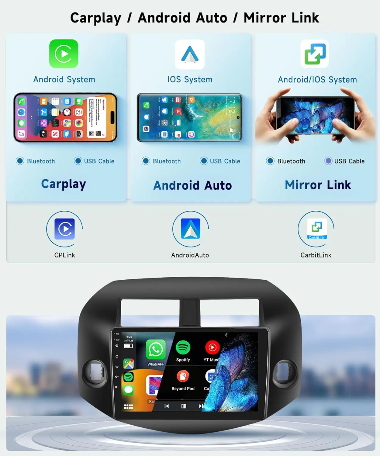 راديو سيارة 8 النواة 2G + 64G لسيارة Toyota RAV4 2007-2011، شاشة لمس IPS 10.1 بوصة، Android 13، CarPlay/Android Auto، GPS، WiFi، Bluetoot #3