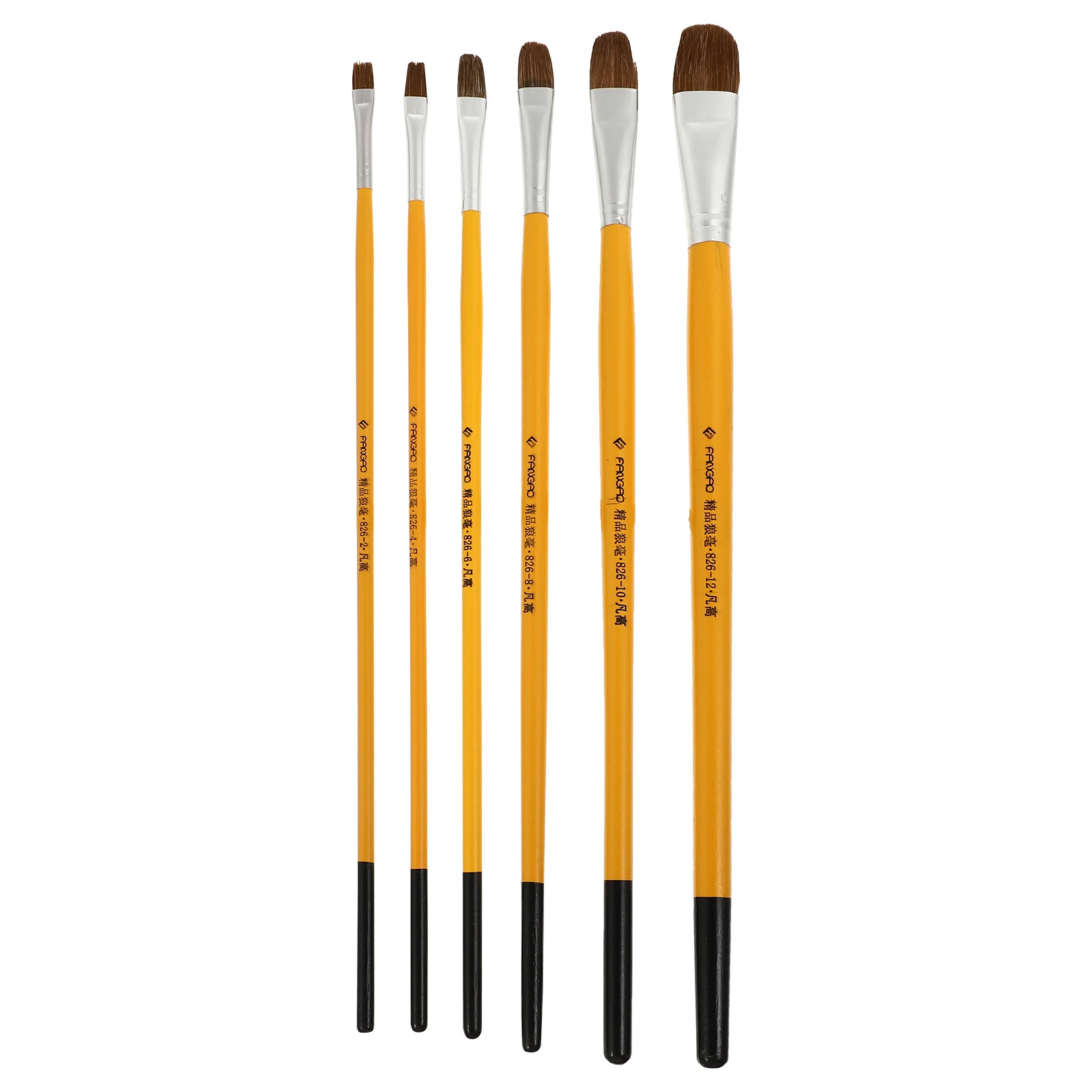 

6 Pcs Painting Brushes Wolf Hair Wood H Supplies Kids School Oil Watercolor Acrylic Craft Tools Students