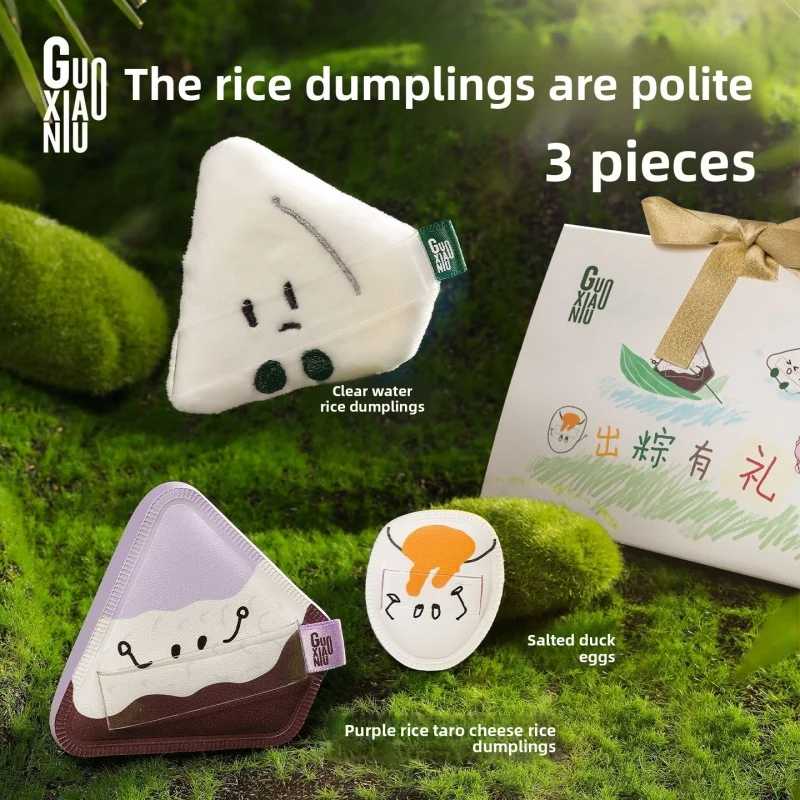 Guoxiaoniu 3 pçs zongzi maquiagem liquidificador puffs fundação pó iluminador molhado seco dupla utilização esponja cosméticos aplicador ferramenta