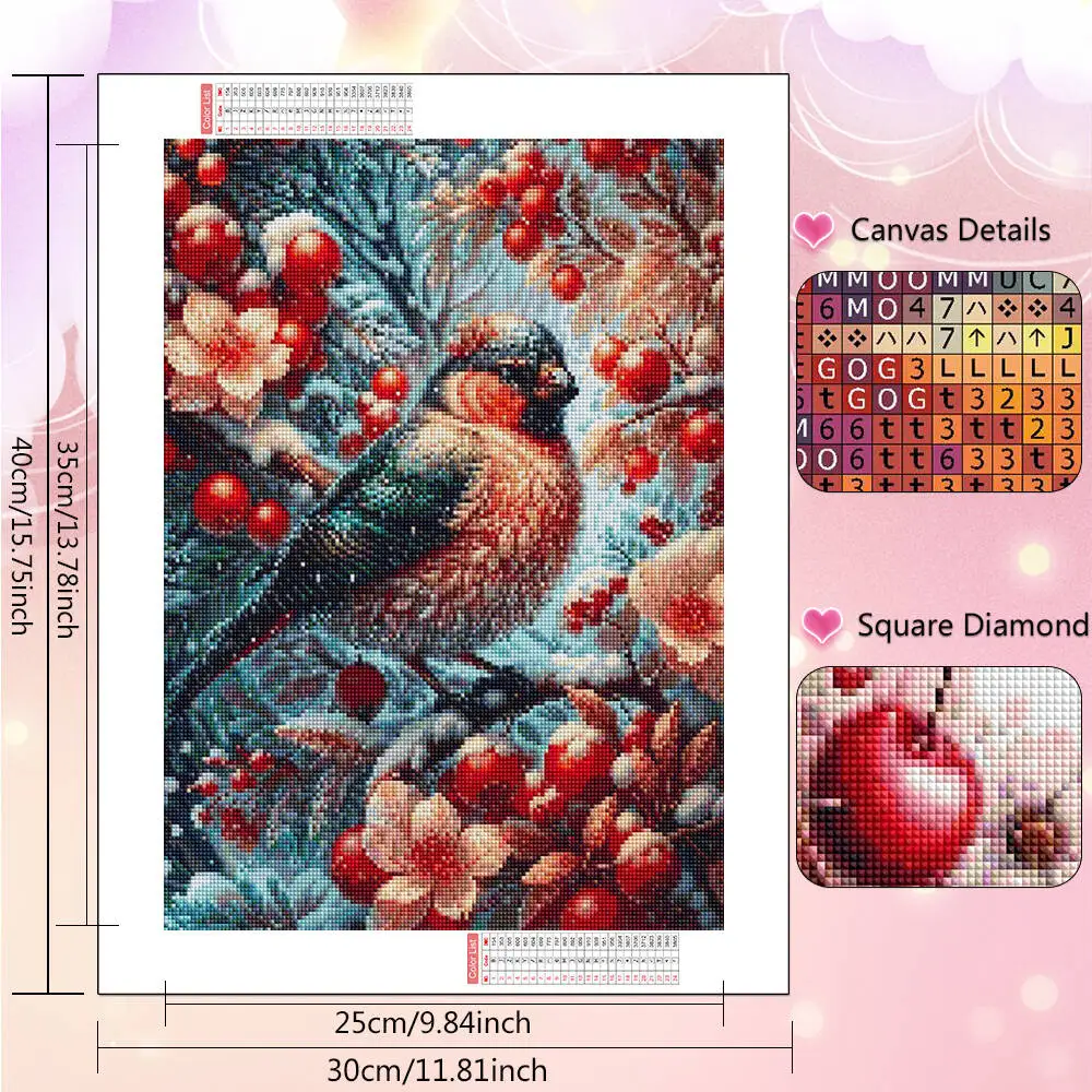 Huacan الماس الفن اللوحة الطيور الشتاء الحيوان كامل مربع جولة الماس التطريز زهرة فسيفساء الراين