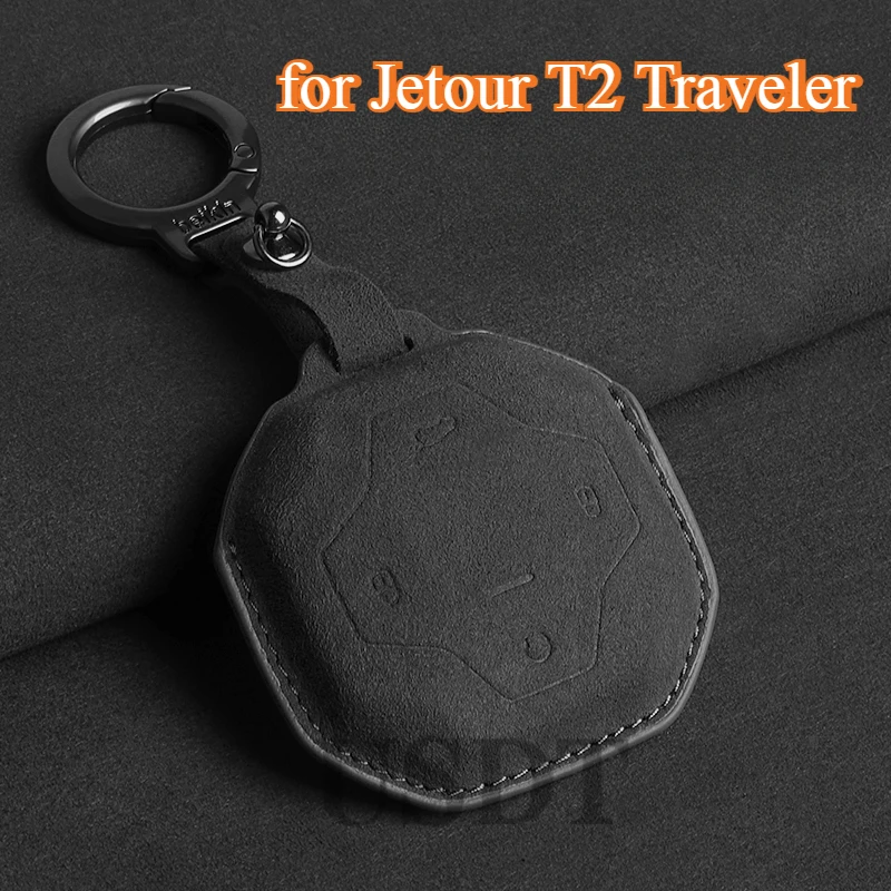 

4 Buttons for Chery Jetour T2 Traveler 2024 2025 2023 Suede Smart Car Key Case Cover Shell Fob Keyless Auto Keyring Accessories