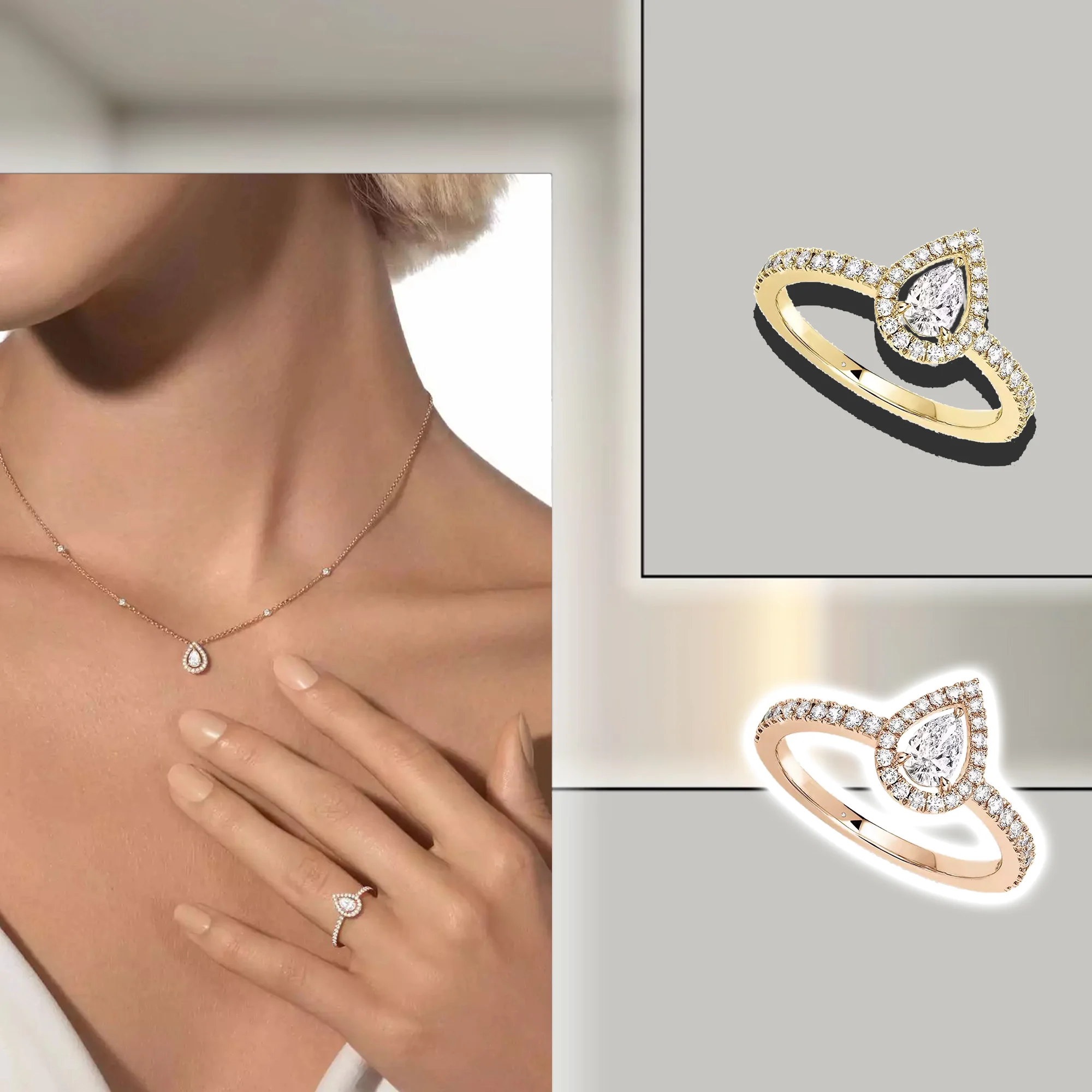 

Office Women's Accessories Water Drop Shaped Gorgeous Zircon Silver Ring S925 Women's Ring Birthday Gift for Partner Joy Series