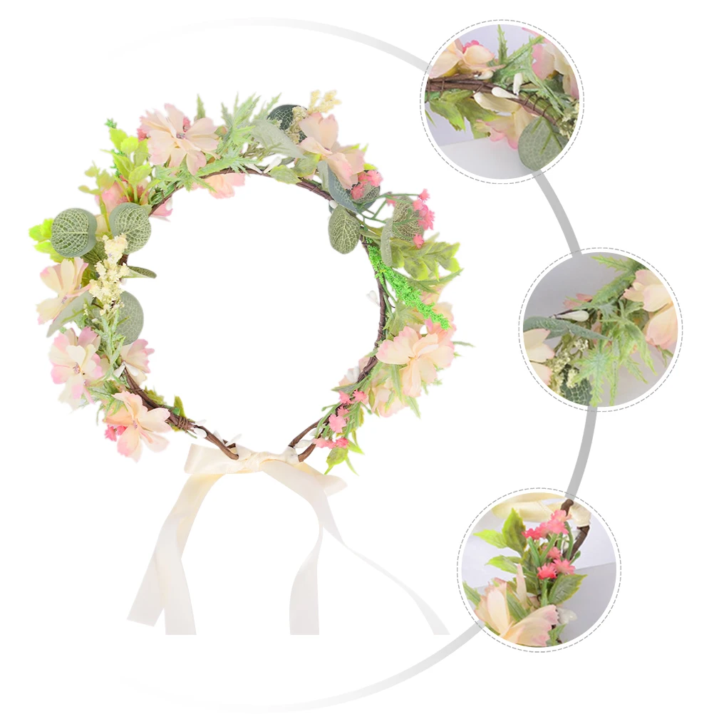 

Bridal Floral Headdress Wedding Decor Bride Flower Crown Elegant Hairb Pp Material Non Itchy Skin Friendly Accessory For