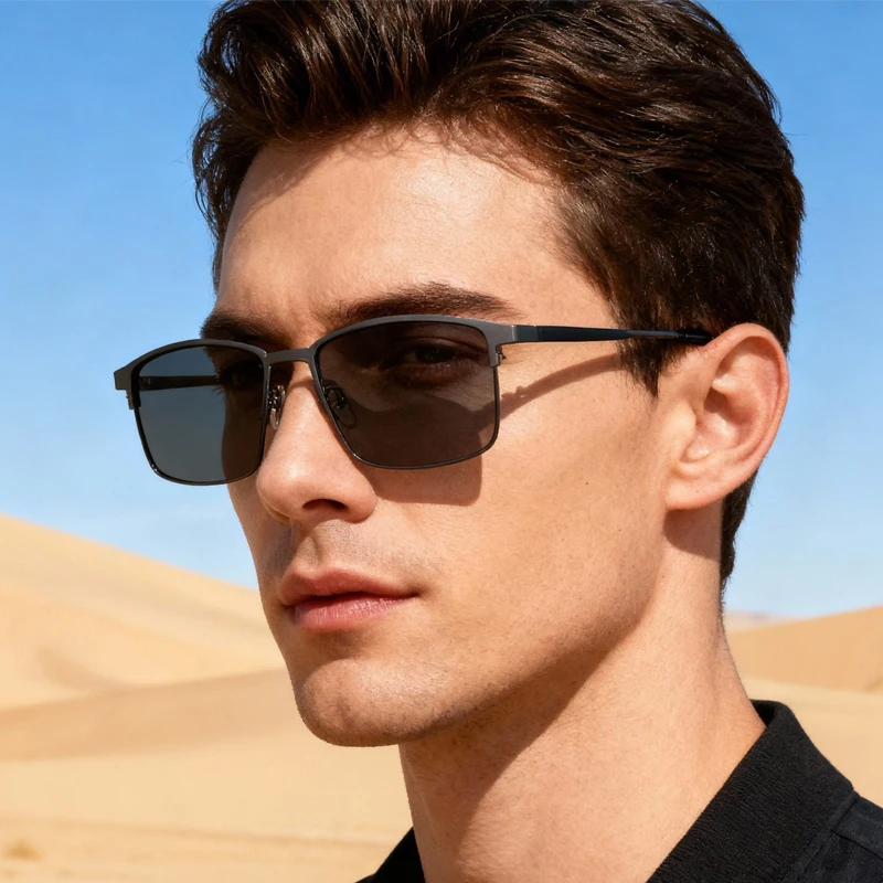 Modische Vintage Quadratische Polarisierte Sonnenbrille für Männer und Frauen Retro Fahr- und Angelbrille Markendesigner Sport-Sonnenbrille UV400 Schutz