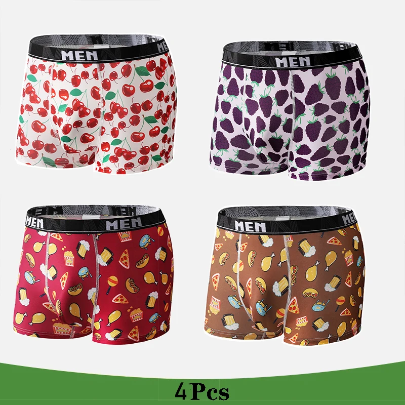 

4Pcs/Lot Mens Underwear Boxers Fashion printed Panties Men's Underpants Boxer Comfortable Brand Boxershort Shorts