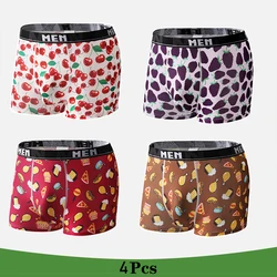 4Pcs/Lot Mens Underwear Boxers Fashion printed Panties Men's Underpants  Boxer Comfortable Brand Boxershort Shorts