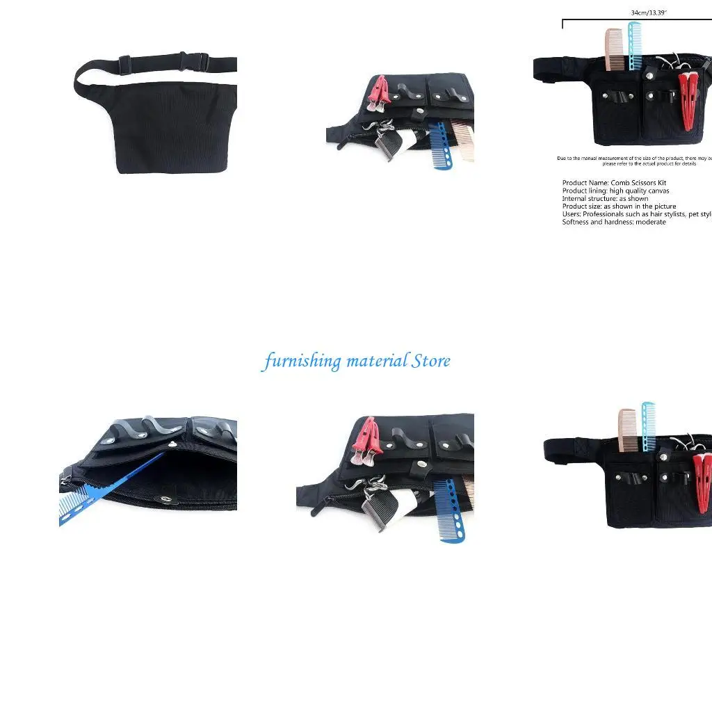 

Y5GD Multiple Pocket Salon Waist Belt Bag Scissors Shears Comb Holder Tool