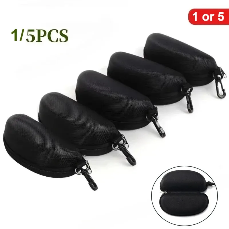 1pc/5pack Portable Zipper Sunglasses Protector Box Eye Glasses Case Box Oxford Travel Pack Glasses Case Accessories with Hook