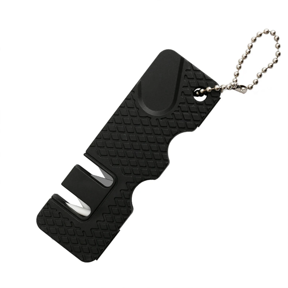 Portable Knife Sharpener Whetstone Keychain Ceramic And Tungsten Steel Scissor Sharpen Sharpener Outdoor Multi Hook Camp Tool