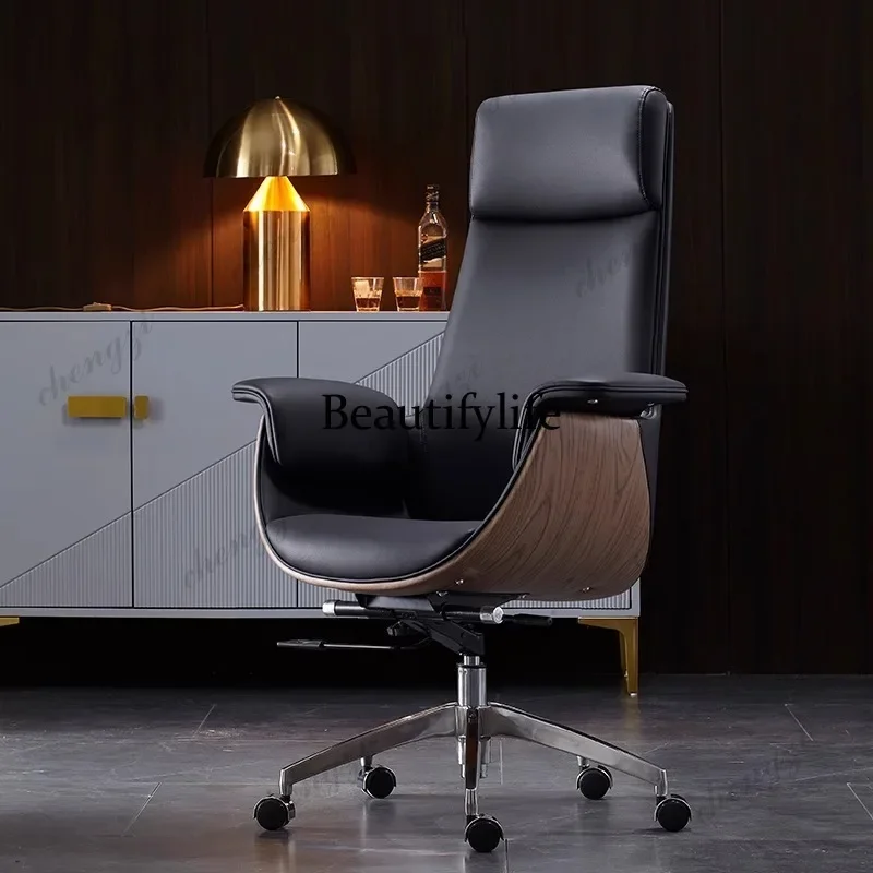 Z138 Comfortable business office boss, lifting cowhide roller, simple modern home, boss chair