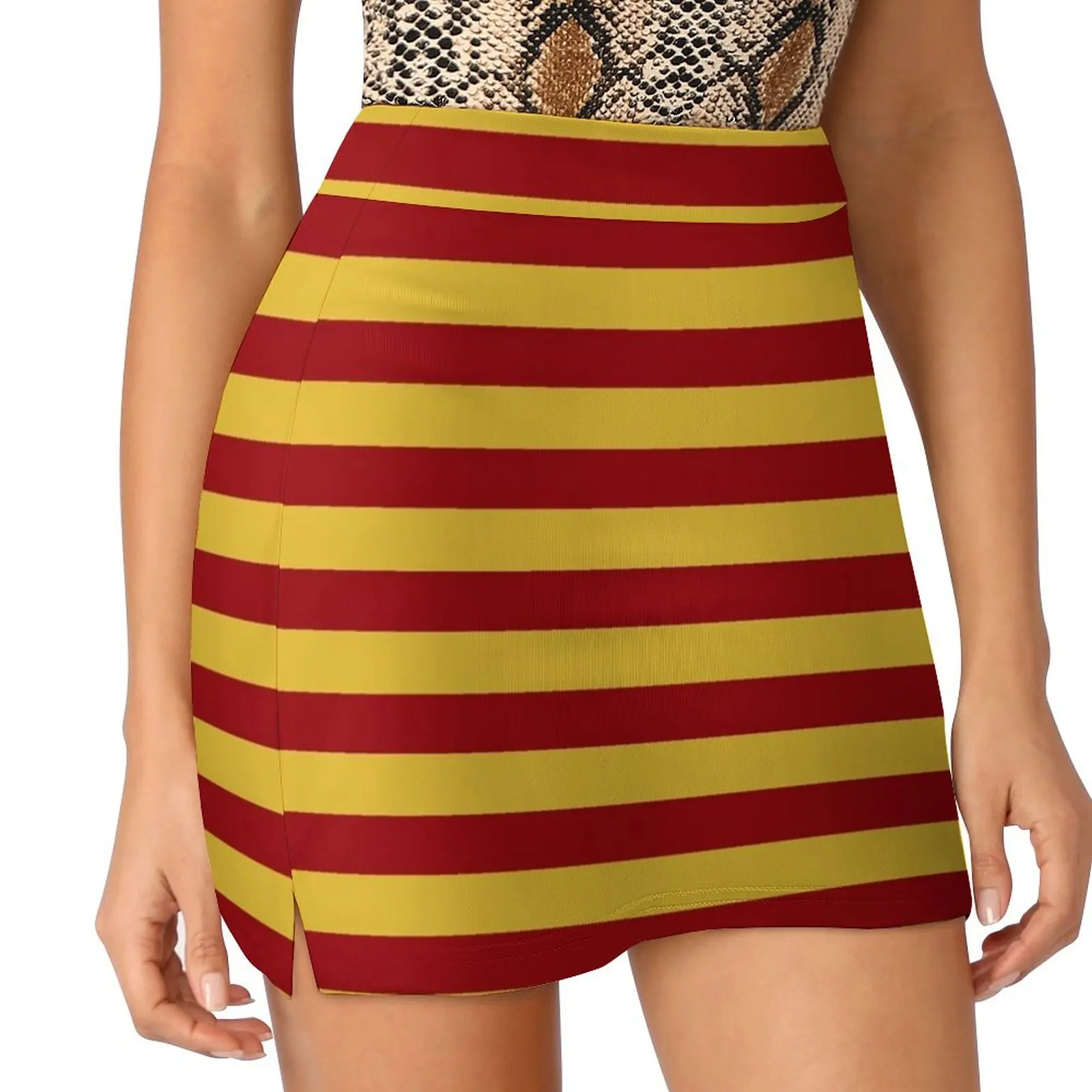 yellow red stripes Mini Skirt Skirt pants chic and elegant woman skirt women's 2025 trend
