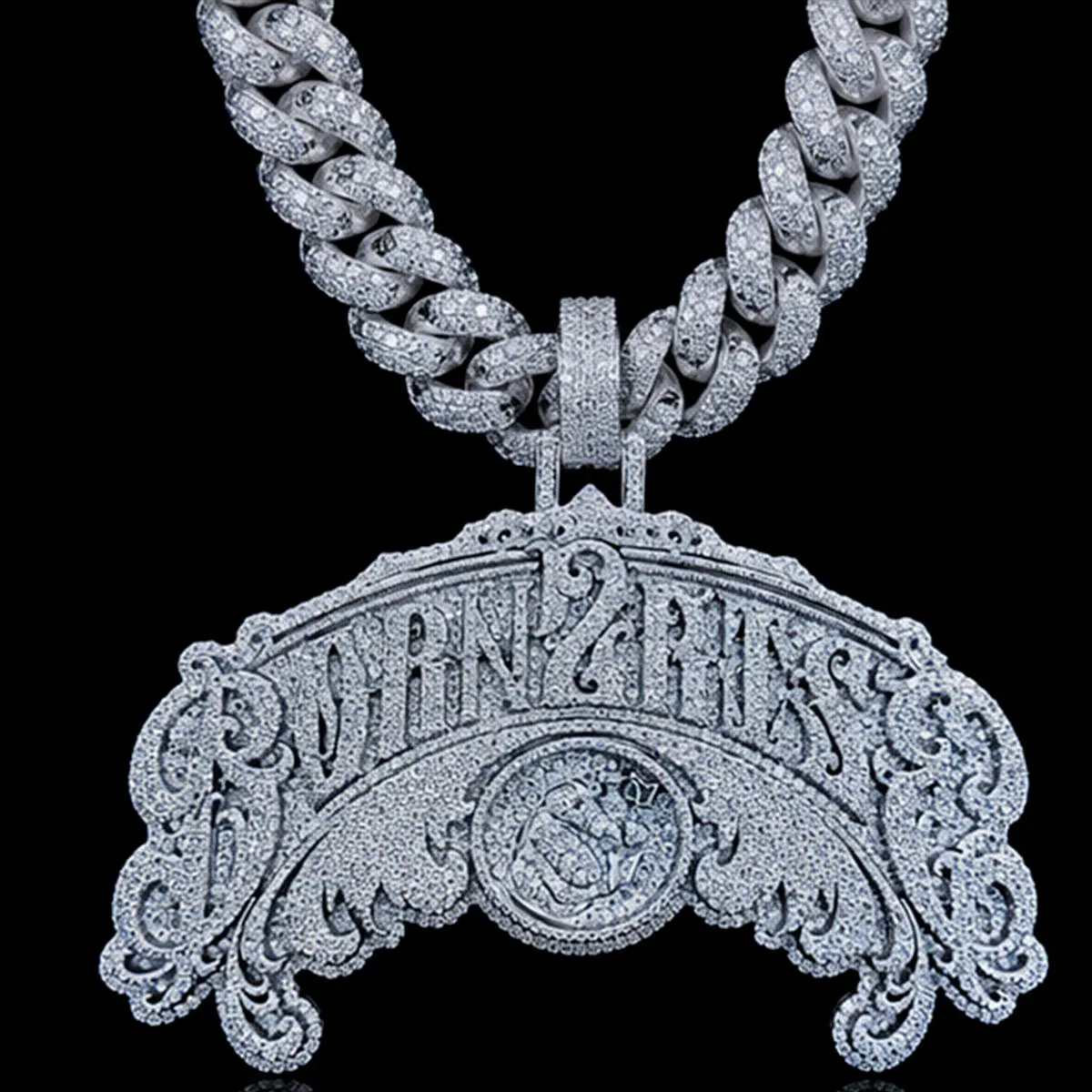 LYEE CYEE Hip Hop Classic Full Diamond Alphabet Trendy Geometry Pendant Necklace Accessories Men Can Pair with Cuban Chain Rap Singer Street Party Accessories Valentine's Day Gifts Unique Jewelry Gifts for Festivals/Birthdays/Parties