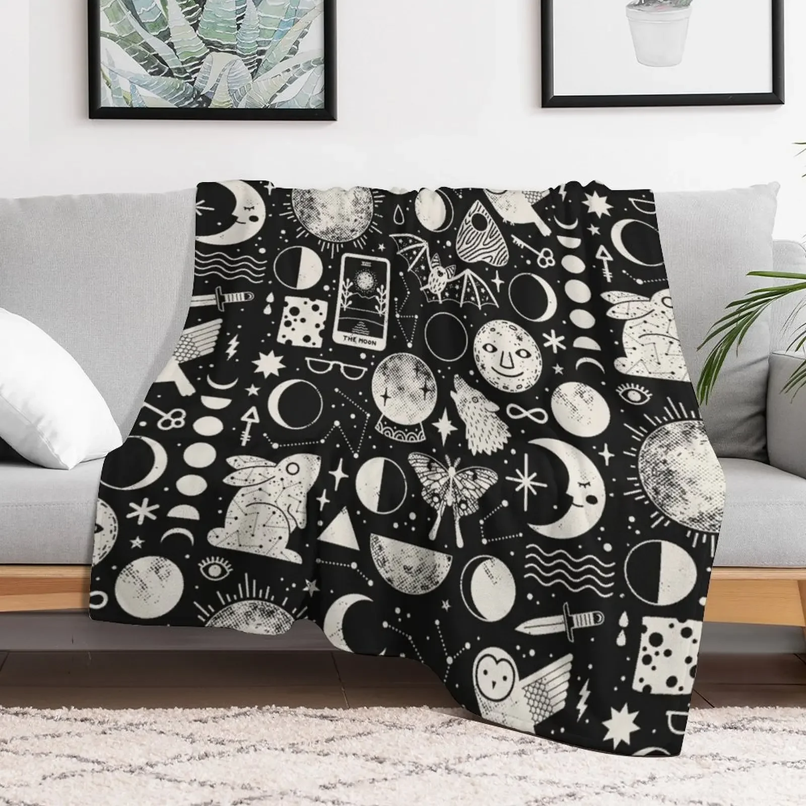 Lunar Pattern: Eclipse Throw Blanket Fuzzy Plush Throw Blanket for Sofa Chair