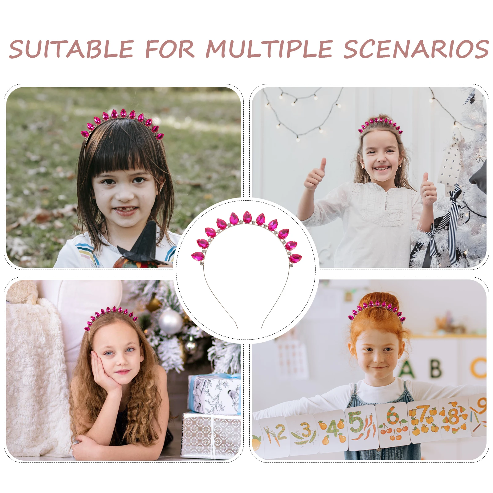 

Crystal Hair Headb for Girls Rhinestone Birthday Party Accessories Multicolor Children Headwear Carnival