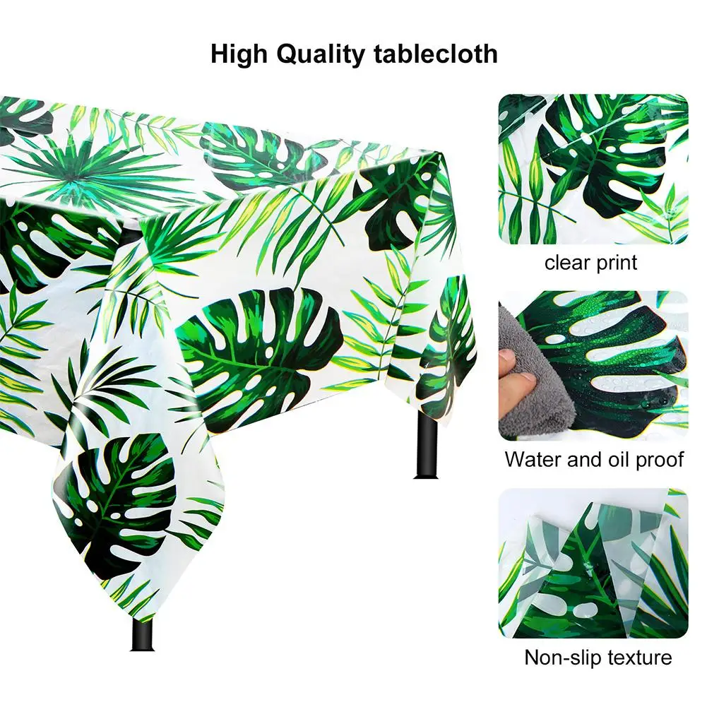 

1pcs New Hawaiian Leaf Tablecloth Peva Waterproof Resistant Oil Cloth Leaf Tablecloth Tropical Table Disposable And Pa Y2i6