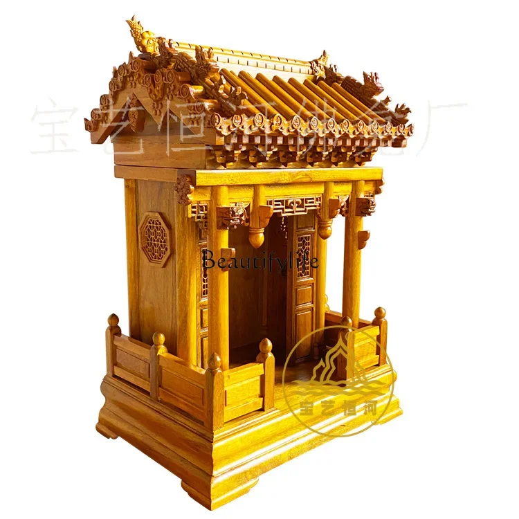 

yj32Buddhist niche with door Solid wood household ancestor offering platform