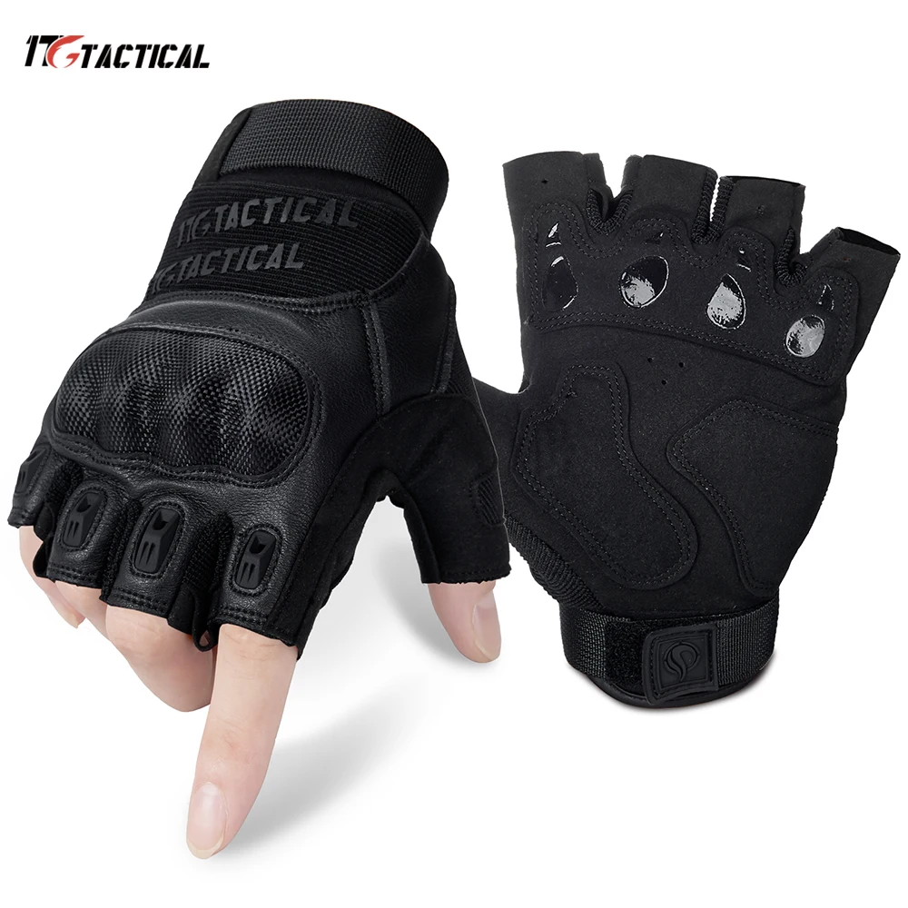 1TG Fingerless Gloves for Men, Motorcycle Gloves Knuckle Protection Gloves Workout Gloves for Outdoor Work Sports Cycling Gloves