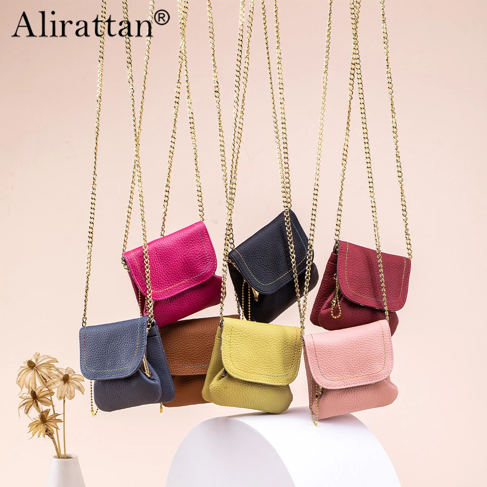

Alirattan 2026, новый женский кошелек на цепочке из натуральной кожи, многофункциональная большая вместительная золотая сумка, сумка для монет, креативная сумка для хранения