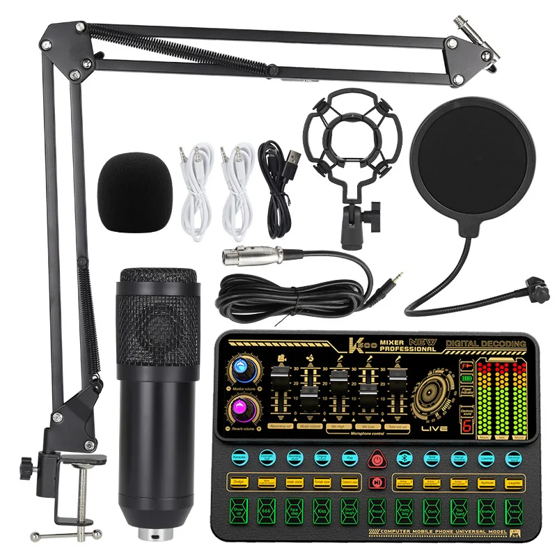 

2025 hot sale BM800 Studio Microphone Kits Sk500 Sound Card Professional Studio Mixer Microphone for Computer Karaoke Live Strea