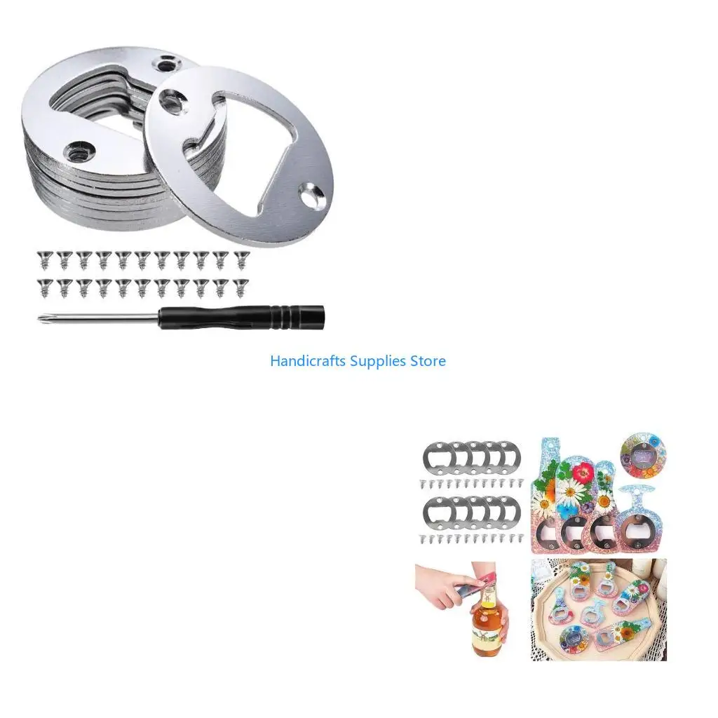 R1WA Pack of 10 Iron Bottle Openers Part with Screws and Screwdriver Beer Opener Kits Beer Opening Tool Accessories