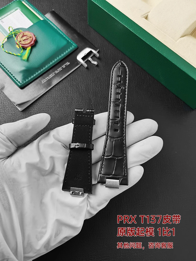 FUYIJIA Custom T-iss-ot T137 Original Watchband 27MM Convex 12MM Quick Releas Cowhide Strap Stainless Steel Pin Buckle Wristband