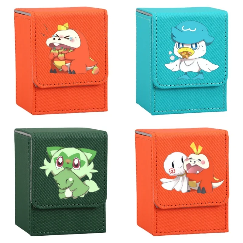 Anime Fuecoco Card Case Sprigatito Quaxly PTCG Diy High Quality Leather Action Toy Figures Game Collection Storage Box Gift