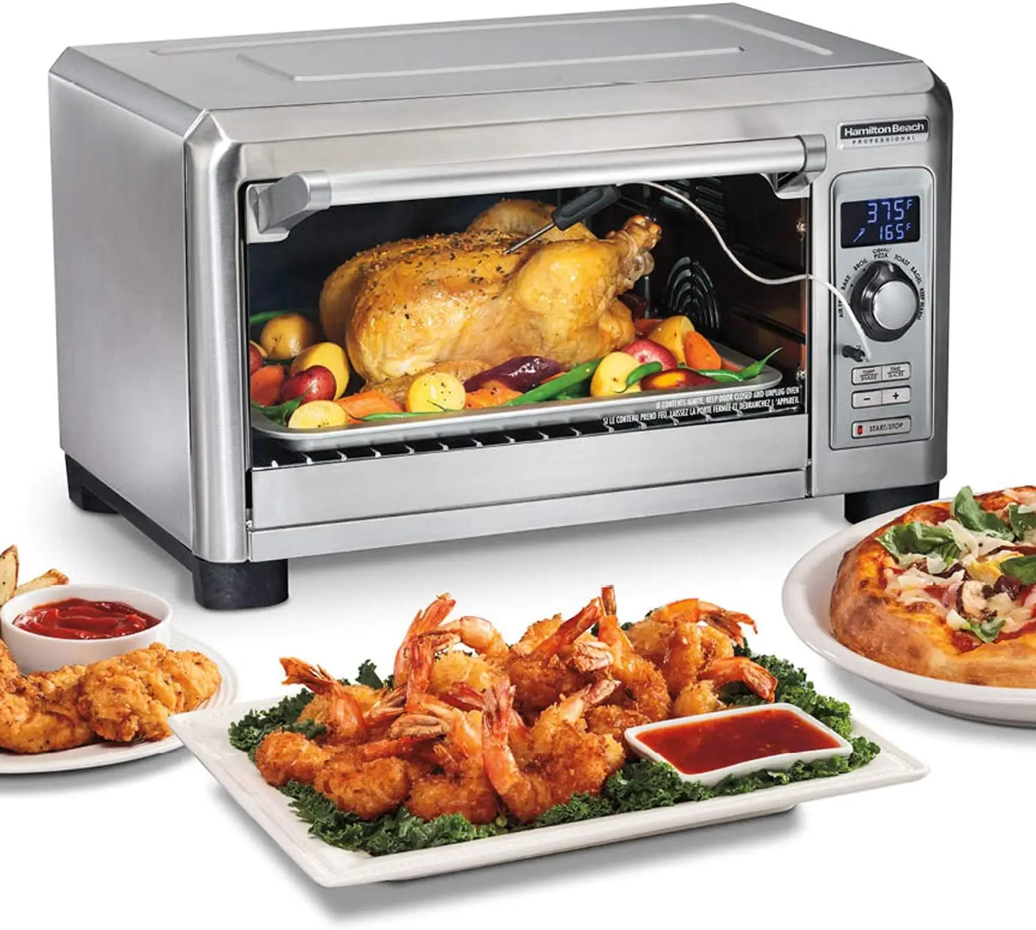 Digital Toaster Oven Air Fryer Combo, 1500W, 6-Slice Capacity, Fits 12-Inch Pizza, with Temperature Probe, Stainless Steel