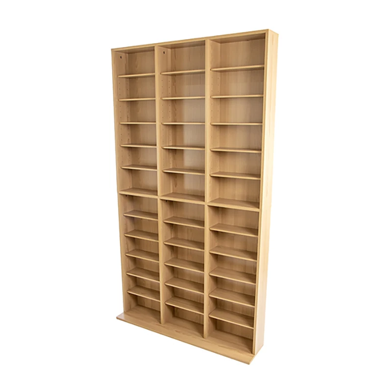 Media Shelving Unit, 6 Fixed Shelves, 30 Adjustable Shelves, Wide Base for Stability in Maple On-Site