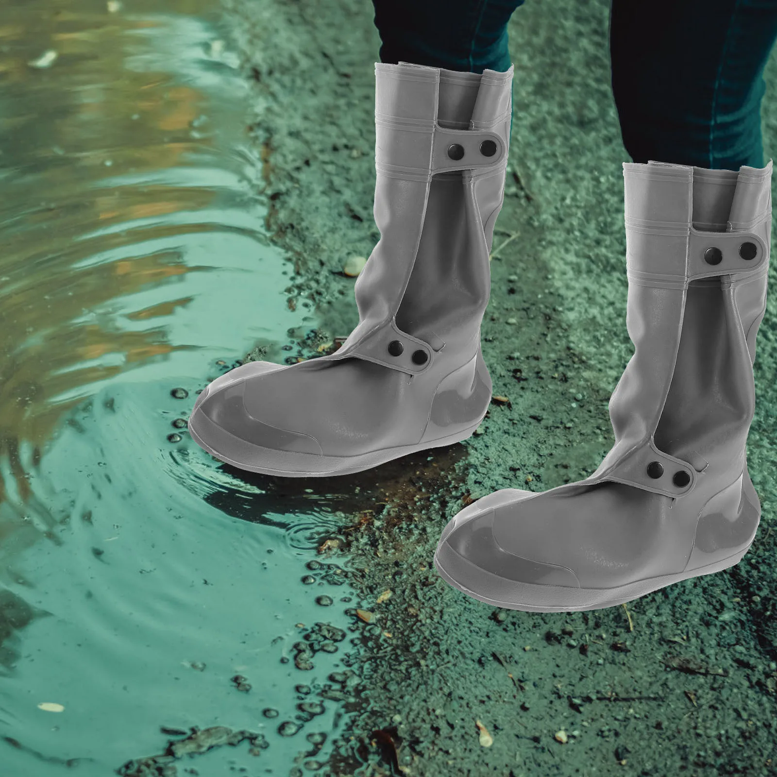 

1 Pair Thickened Waterproof Rain Boot Cover For Adults Size 42/43 Slip-Resistant Reusable Outdoor Shoe Protector Camping Cycling