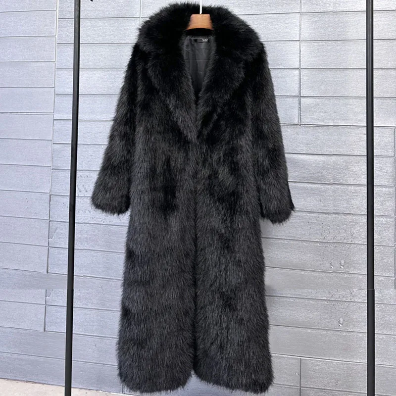 Imitation Fur Coat Feminine Elegance Women\'s Fur Coat 2024 New Winter Fashion High Quality Temperament Lapel Women Fur Coat H101