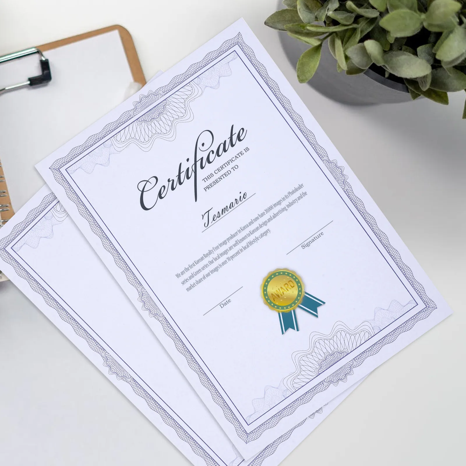 

50 Sheets Smooth Thick Certificate Paper with Elegant Floral Border Blank Certificate of Completion Inner Page for Volunteer