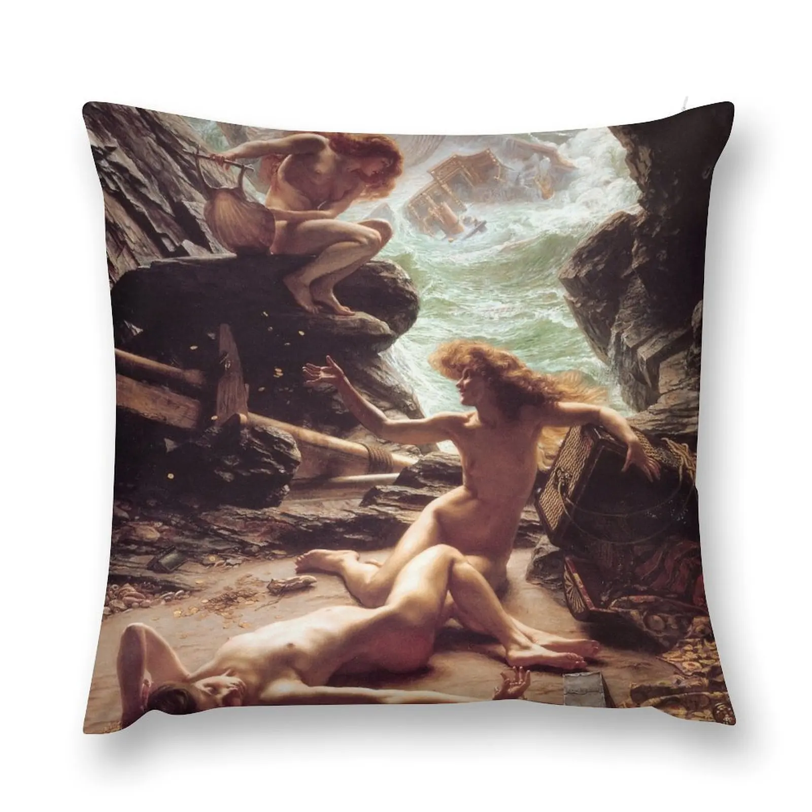 Cave of the Storm Nymphs - Sir Edward Poynter Throw Pillow pillow cover luxury Covers For Sofas luxury decor pillow