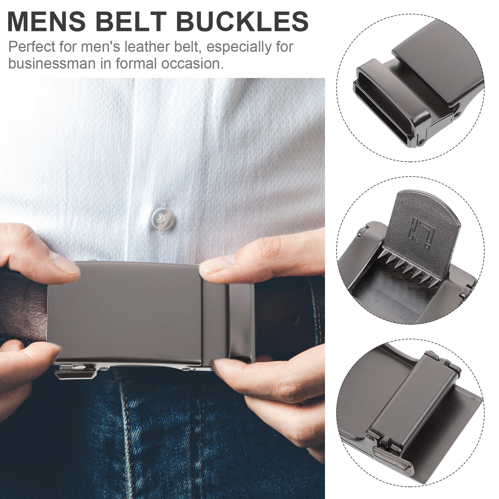 1 قطعة حزام أوتوماتيكي للرجال سبيكة اسئلة مشبك سهل ضبط صالح أحزمة رجالي حزام أبازيم أسود الأعمال لباس غير رسمي #5