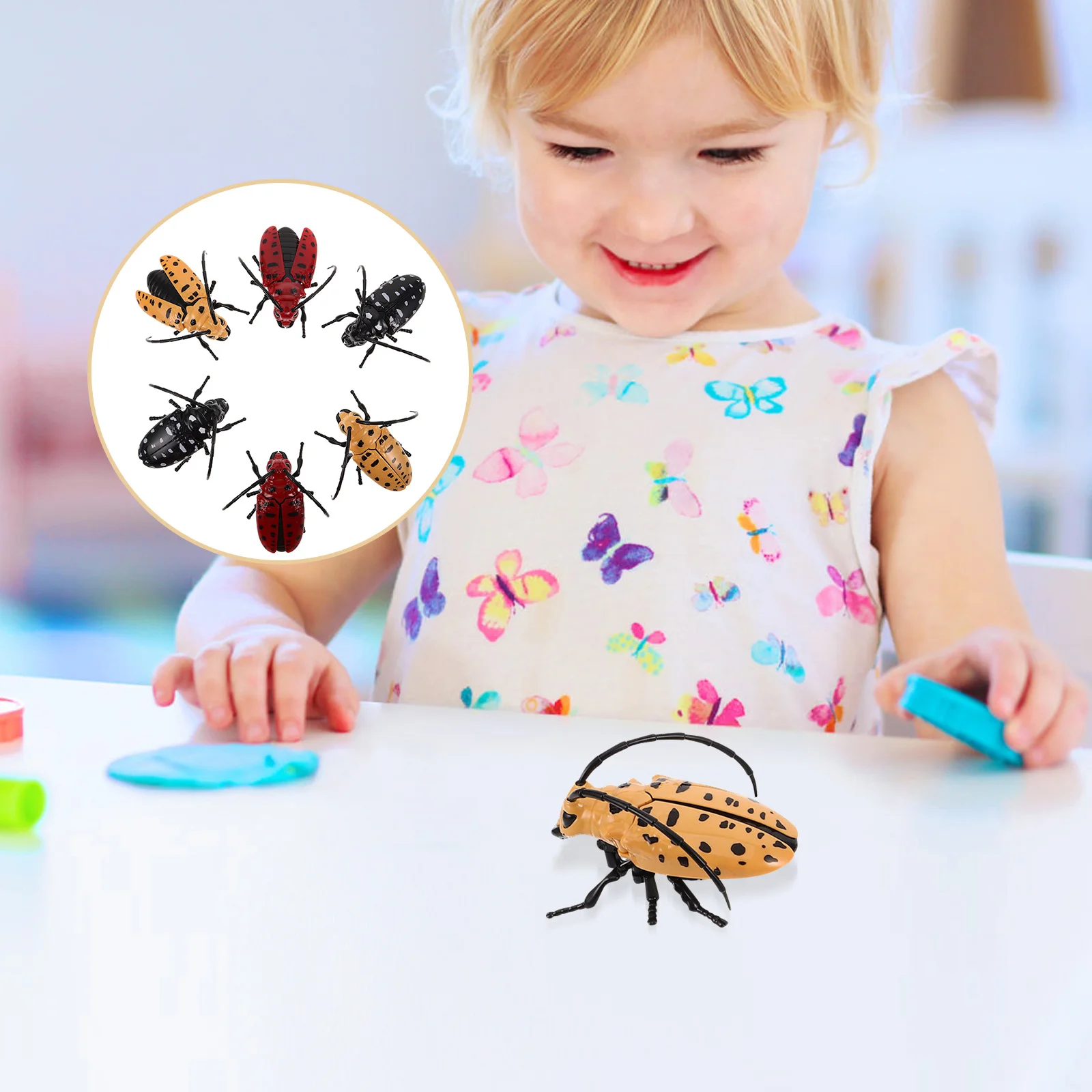 

6 шт. реалистичных механических жуков-длинорогов на пружинке – движущиеся пластиковые насекомые для вечеринок в честь Хэллоуина и игр на свежем воздухе