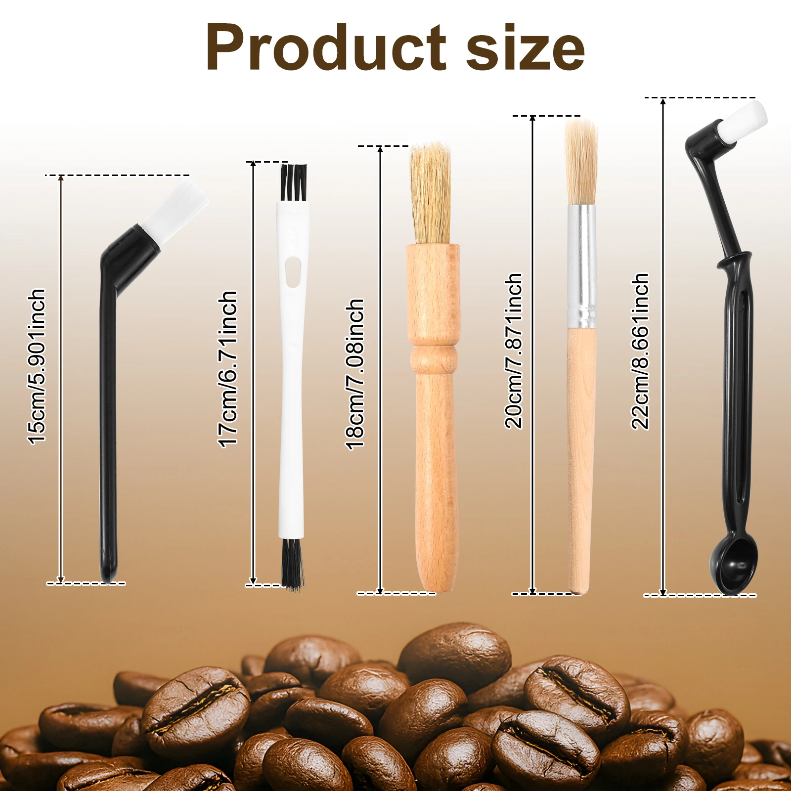 5 قطعة مجموعة فرشاة القهوة مع شعيرات النايلون عالية الكفاءة متعددة الاستخدامات ماكينة إسبريسو تنظيف فرشاة للمنزل المطبخ أداة باريستا