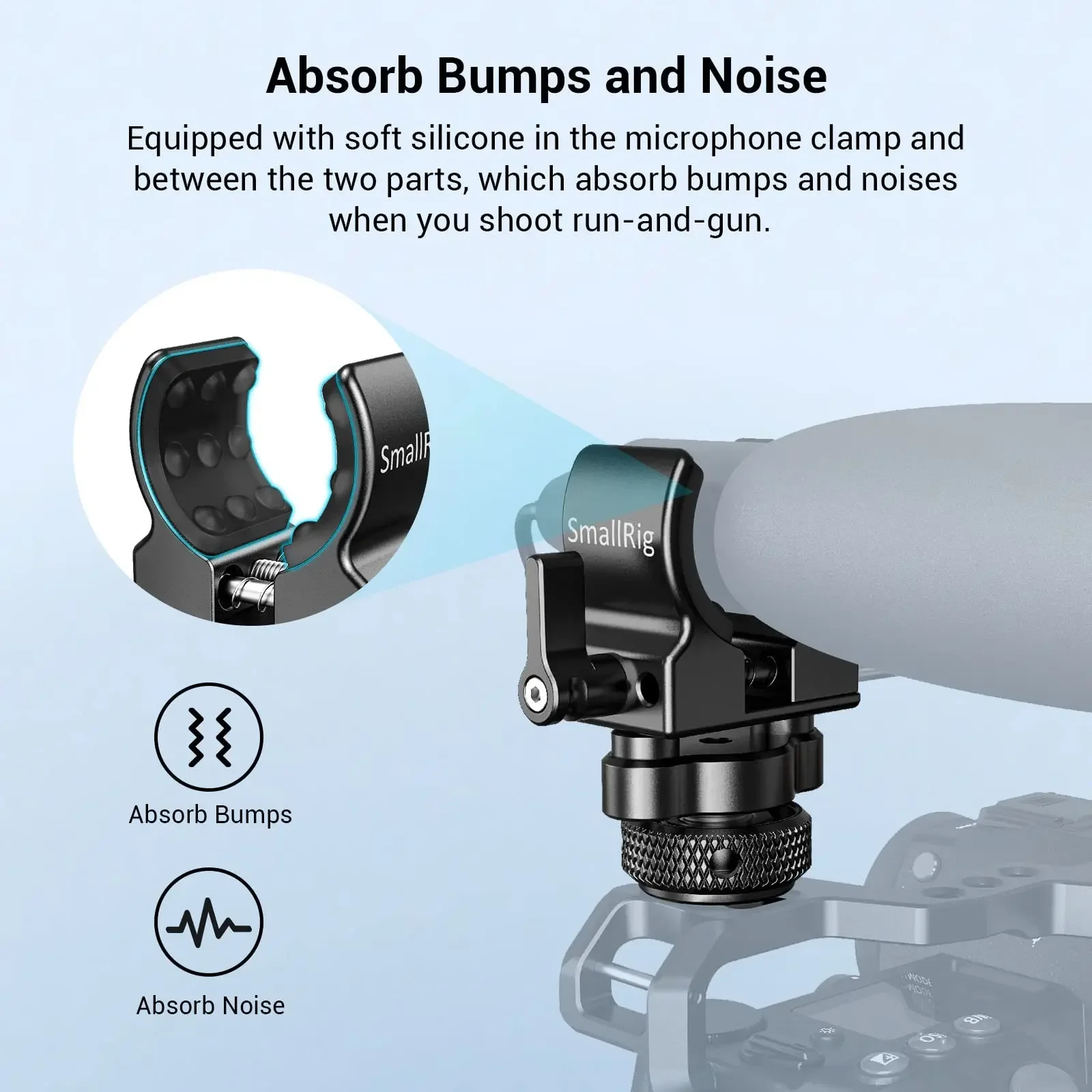 SmallRig Shotgun Microphone Support with Cold Shoe With 19-25mm Diameter Microphone Shock Clamp Holder -  BSM2352