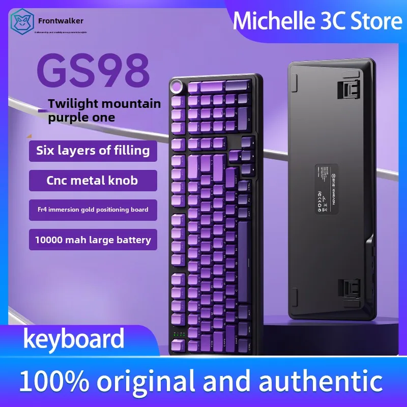 

GS98Custom Mechanical Keyboard Wireless Three-mode Bluetooth Office Game E-sports Special Metal Knob Hot Swap, Full Key No Punch