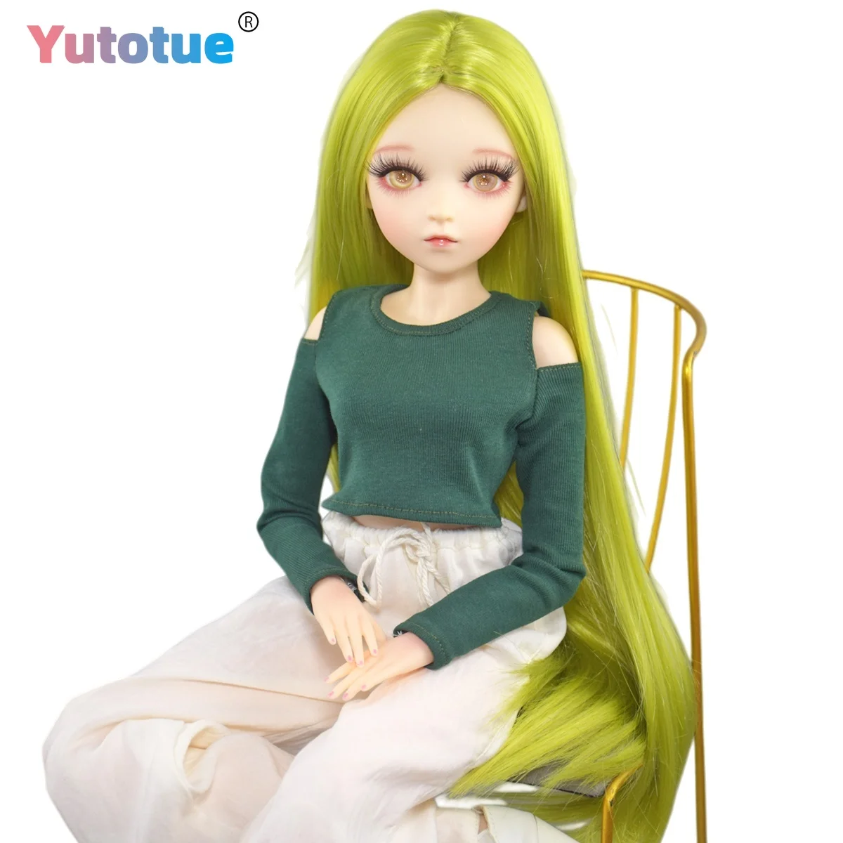 

YUTOTUE 60cm Height Girl Doll with Top Pants Shoes Long Wigs Removable Upgrade Makeup Face 1/3 Scale BJD Doll Toy