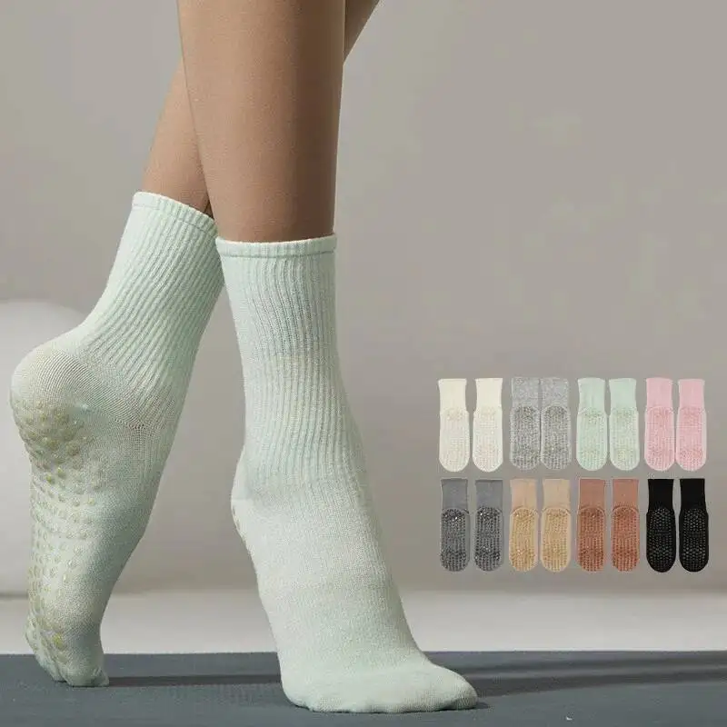 

Yoga Silicone Socks Professional Dance Non-slip Solid Color Sports Socks Women Lady Cotton Breathable Fitness Gym Pilates Socks