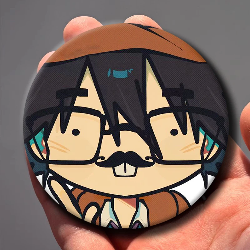 58mm 1PC Funny Figure Osamu Dazai Icons Cartoon Round Brooches on Backpack Shirt Accessories Jewelry Badge Gift