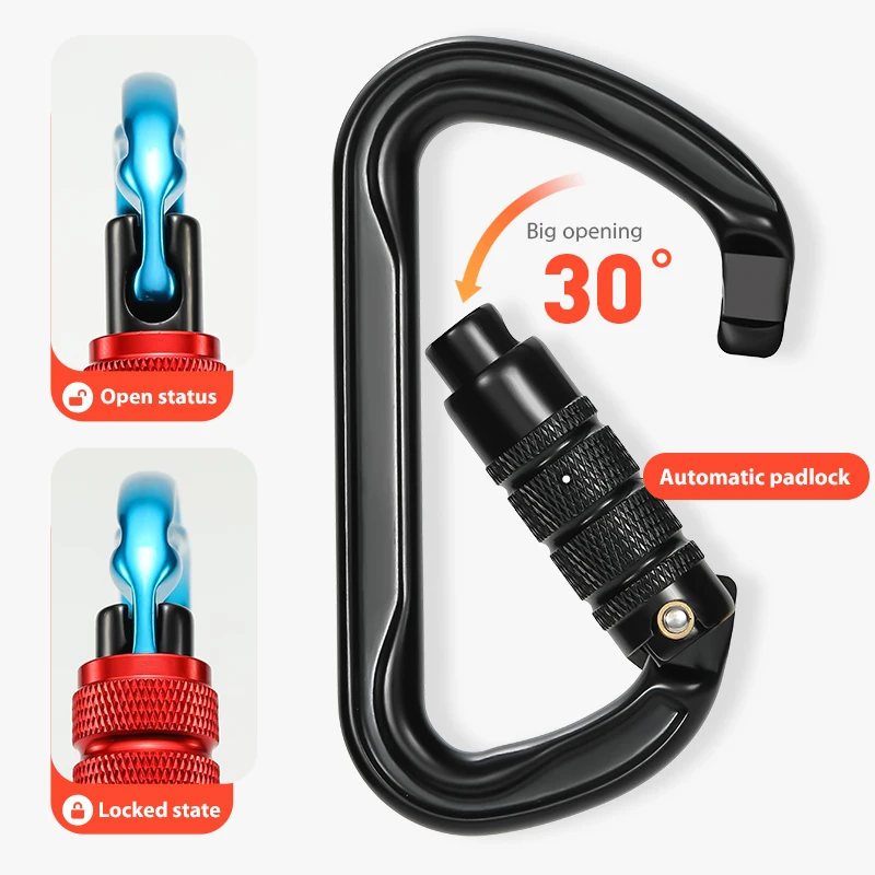 CLIWIZ 30kN Aluminum Safty Climbing Snap Hook New Good Quality H Section D-Twist Carabiner Snap Hook CE/UIAA view 4