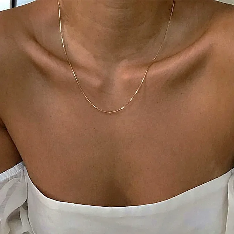 간단한 라운드 헤링본 목걸이 0.9/1.5/2mm 얇은 뱀 체인 골든 컬러 스테인레스 스틸 남자 여자 보석 기념일 선물