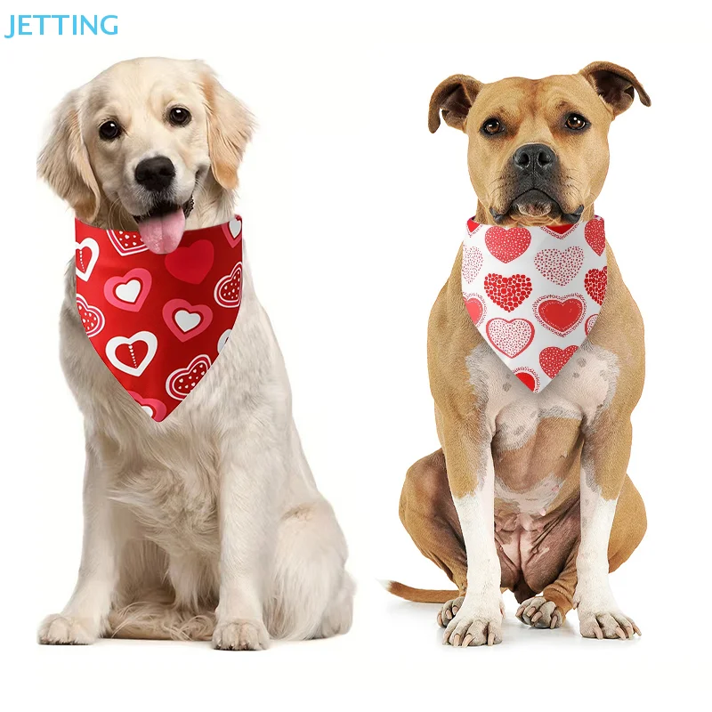 Cute Valentine's Day Dog Bandanas,I Love You & Double Heart Bandana Design,Wedding Party & Holiday Dog Costumes