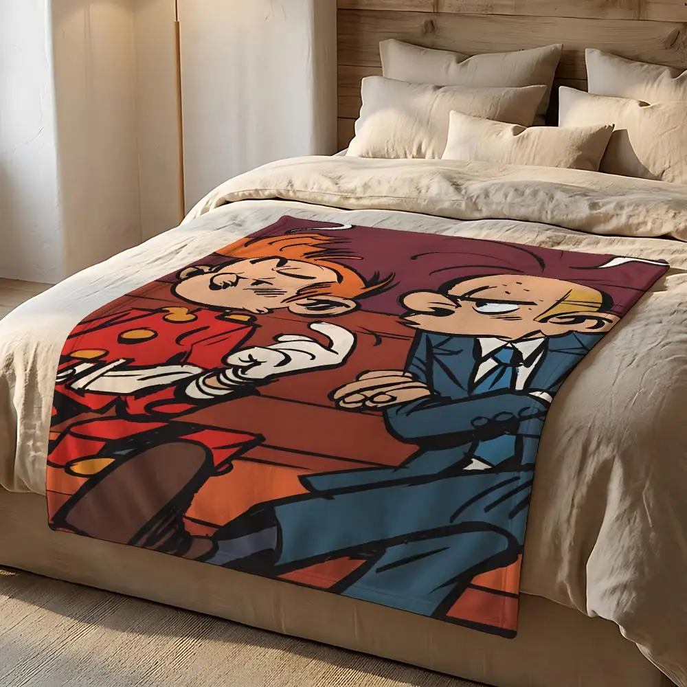 Comic Series Spirou & Fantasio Throw Short Plush Throw Blanket Soft Skin-Friendly Multi-Scene Home Office