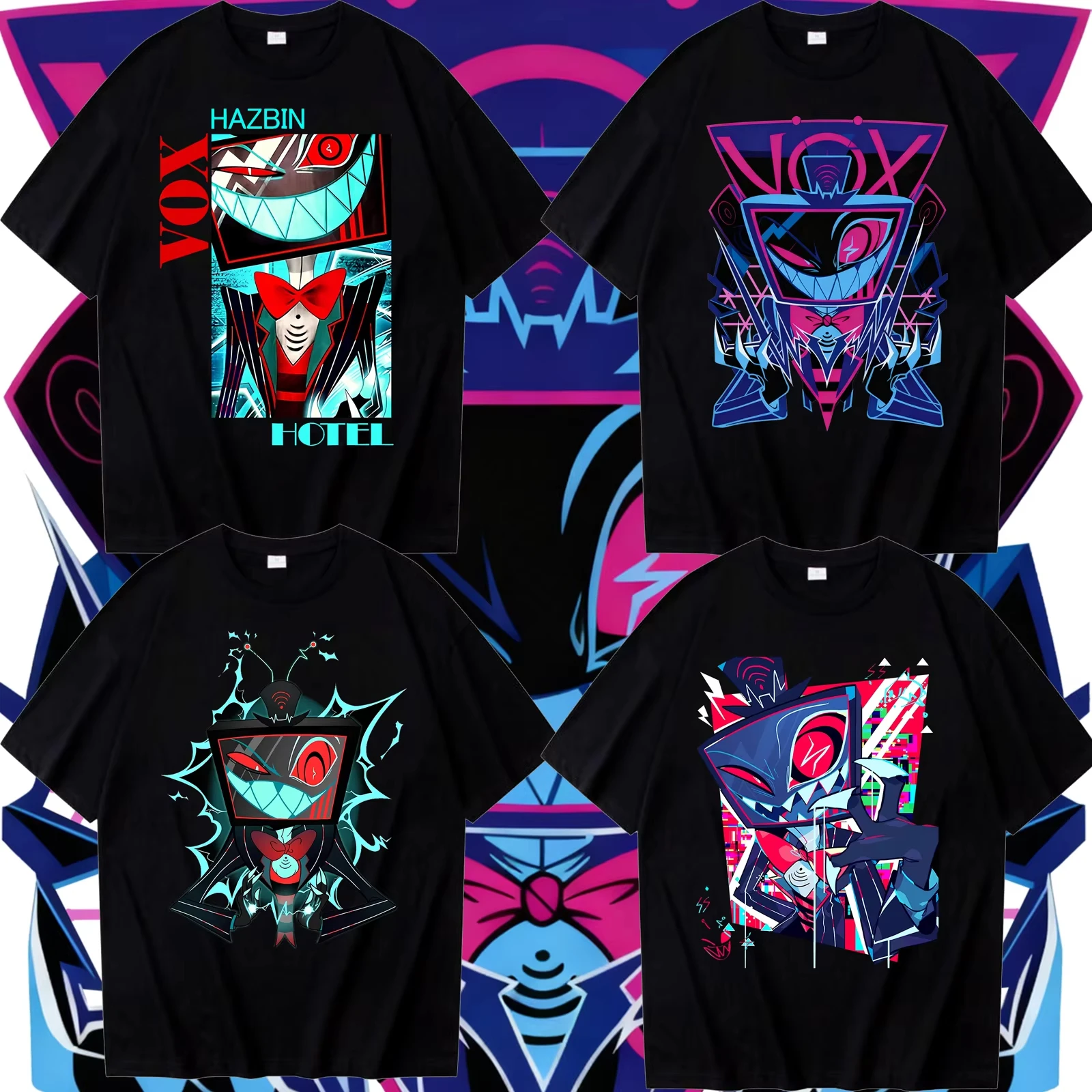 

Anime Hazbin Hotel VOX Print T-shirt Woman Man Harajuku Round Neck T-shirt Gift